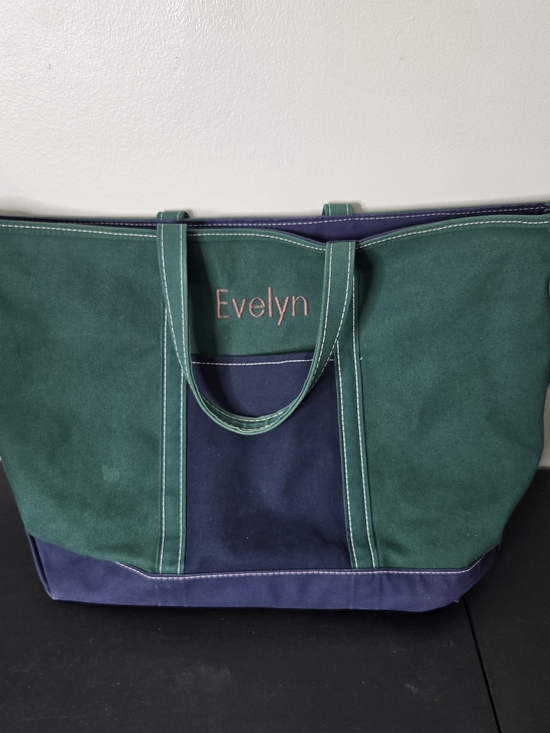 L.L. Bean Handbags - Rare Vintage L.L. Bean XL Boat & Tote Green/Blue Heavy Canvas Made In U.S.A.